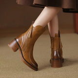 Valorine - Bota em pele preta com salto confortável, elegante e intemporal