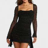 Sónia - Vestido Mini com Brilho e Decote