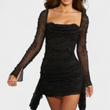 Sónia - Vestido Mini com Brilho e Decote