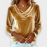 Lijana - T-shirt de veludo de manga comprida em cor sólida