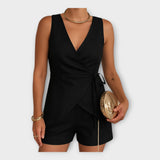 Meni - Calções elegantes de cetim com top cruzado