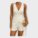 Meni - Calções elegantes de cetim com top cruzado