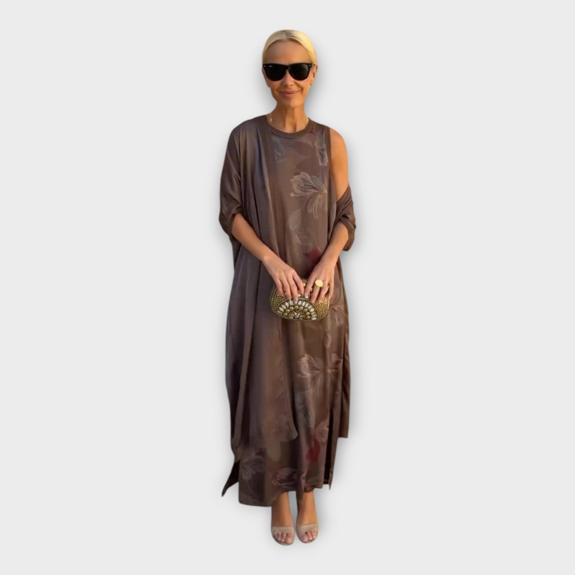 Vestido comprido com design sofisticado