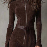 Kelsia -Vestido comprido castanho vintage