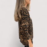 Zlata - Blusa casual para mulher com estampa de leopardo