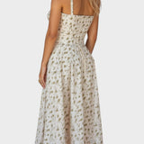 Carolina - Vestido Floral com Corpete Ajustado