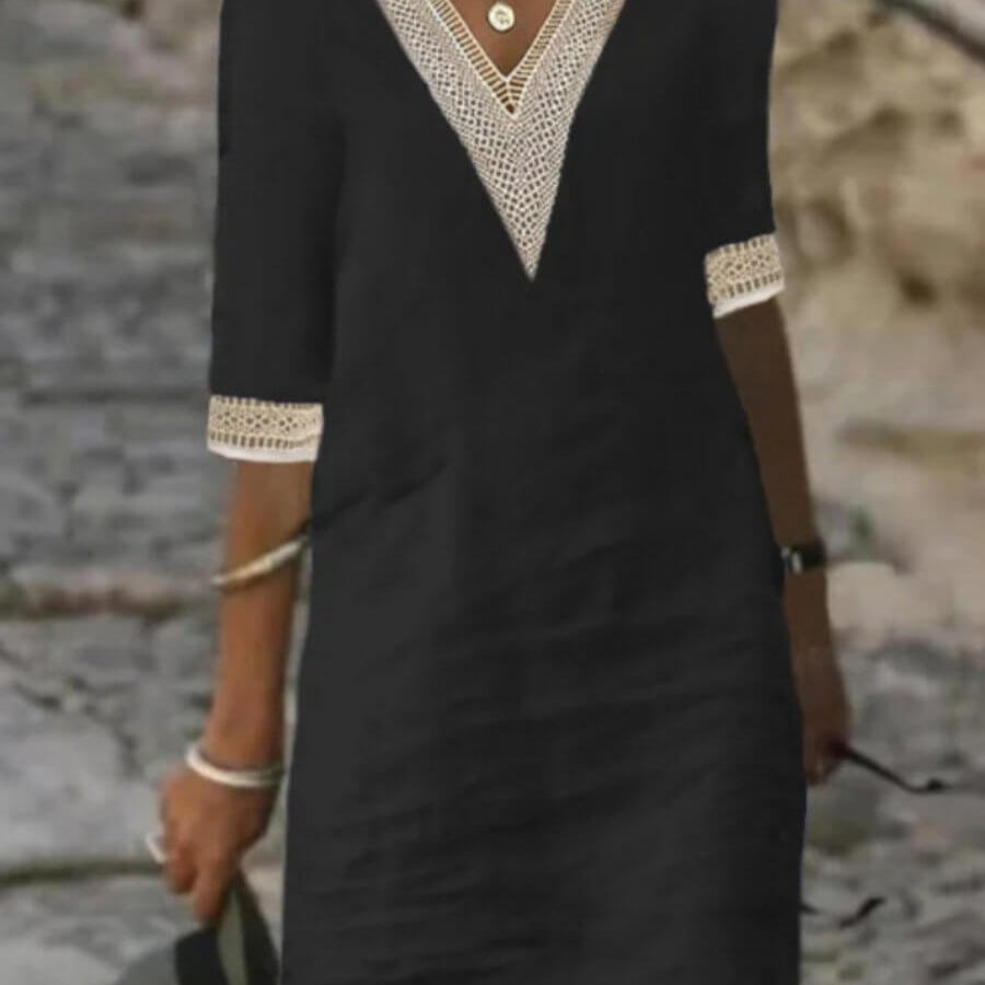 Camila - Vestido Casual de Algodão e Linho