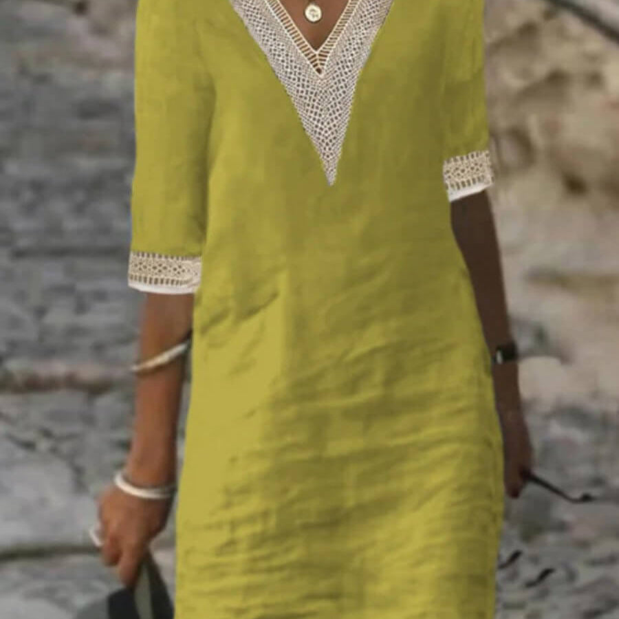 Camila - Vestido Casual de Algodão e Linho