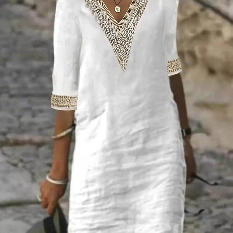 Camila - Vestido Casual de Algodão e Linho