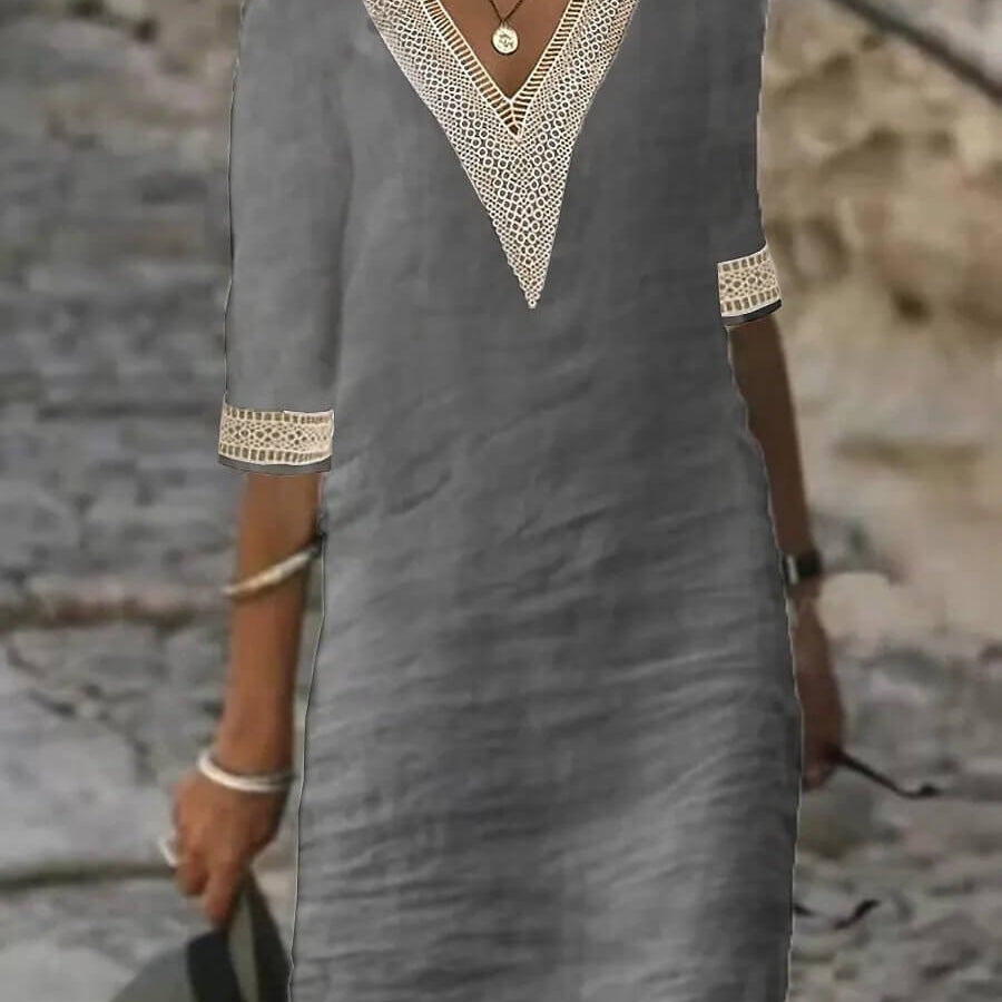 Camila - Vestido Casual de Algodão e Linho