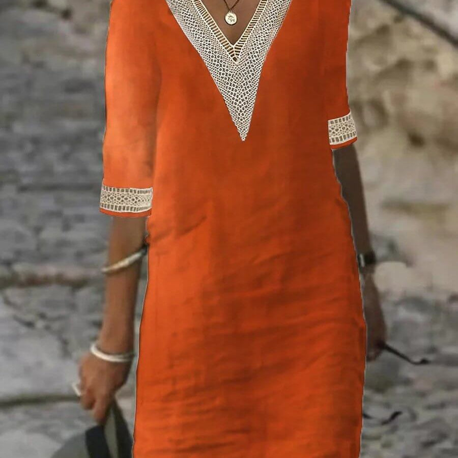 Camila - Vestido Casual de Algodão e Linho