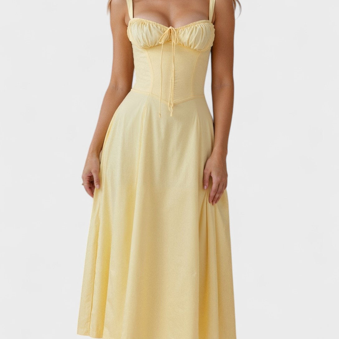 Carolina - Vestido Floral com Corpete Ajustado