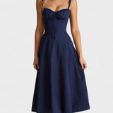 Carolina - Vestido Floral com Corpete Ajustado