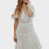 Helena - Vestido midi Lacey com decote em V