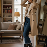 Valorine - Bota em pele preta com salto confortável, elegante e intemporal