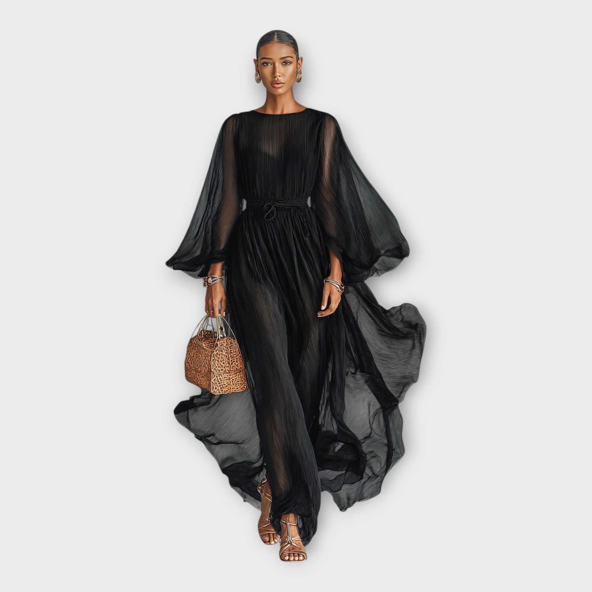 Vestido arejado com estética elegante e intemporal