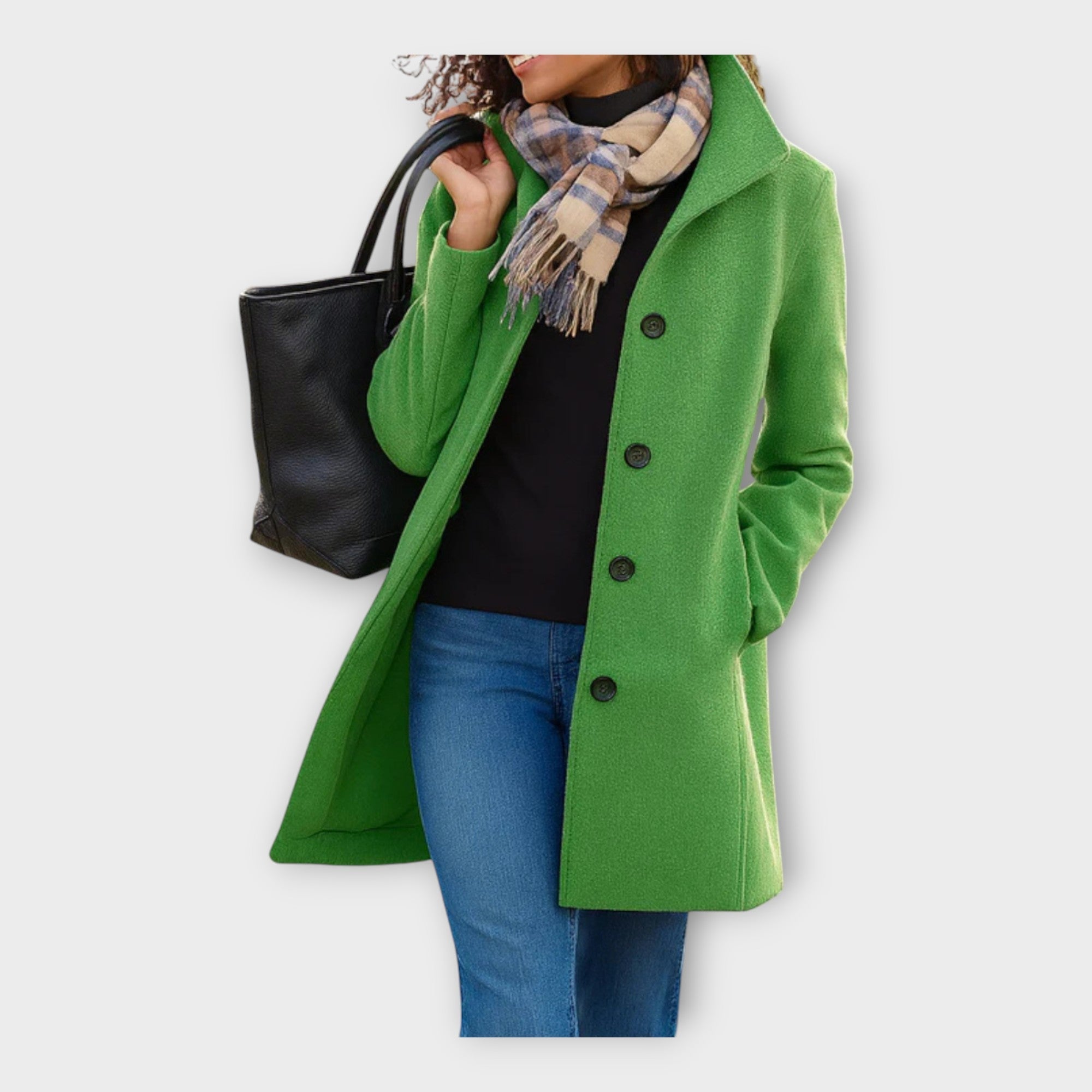 Casaco de lã elegante com botões