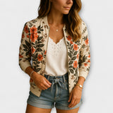 Andreia - Casaco bomber elegante com padrão floral