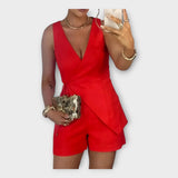 Meni - Calções elegantes de cetim com top cruzado