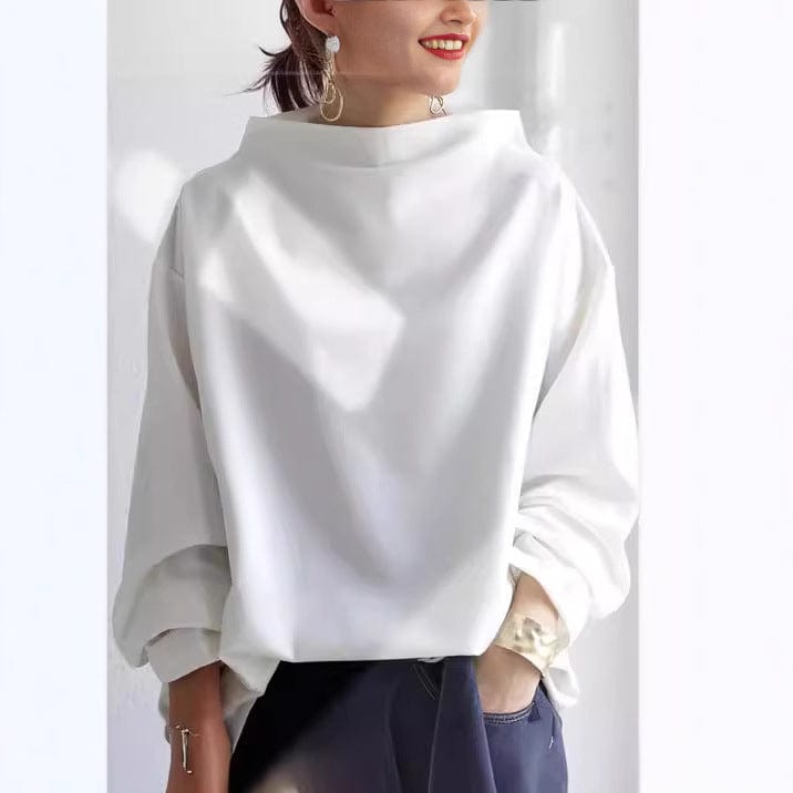 Alana - Blusa de malha macia de gola alta