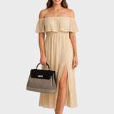 Emilia - Bolsa de lona em pele de vaca