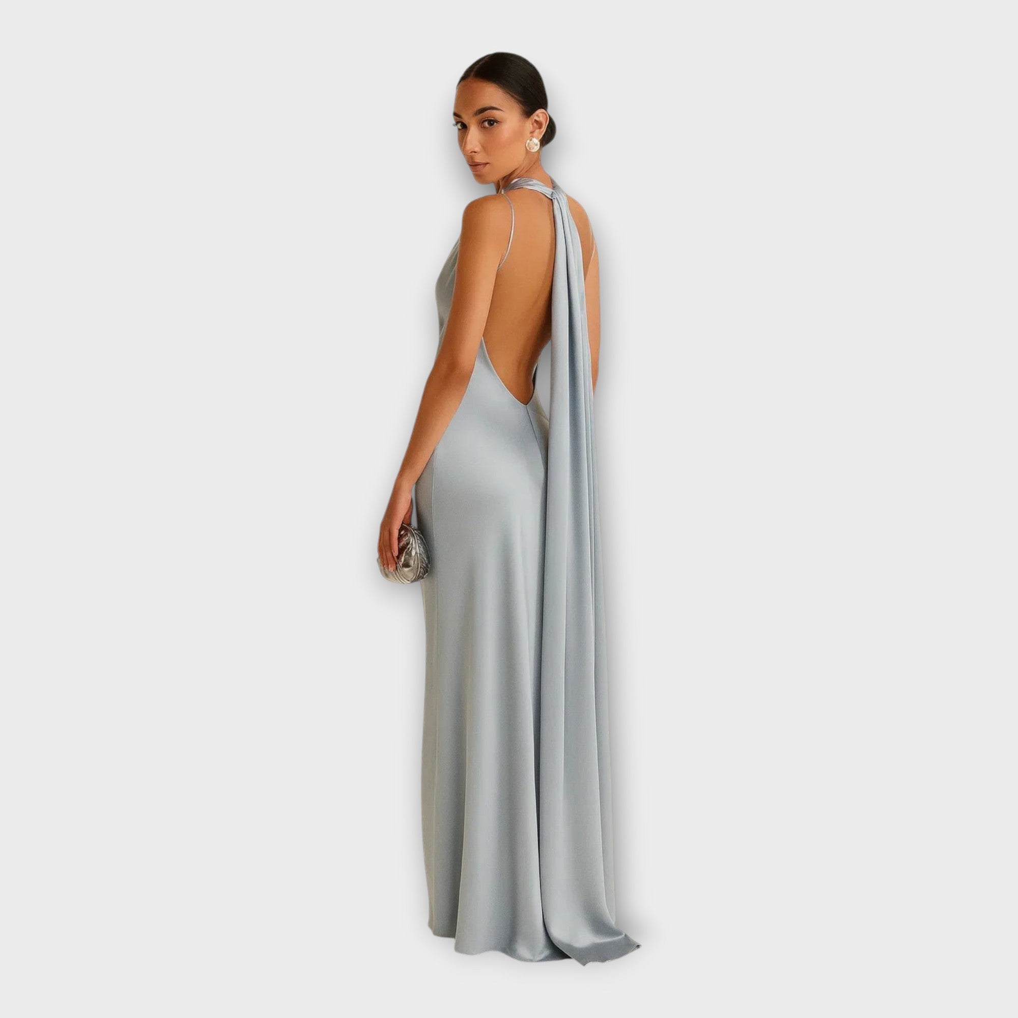 Stefanie - Vestido comprido com decote assimétrico