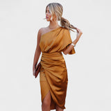 Cátia - Vestido com Brilho em Cetim