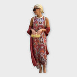 Vestido elegante com padrões impressionantes