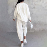 Catarina - Conjunto de duas peças com blusa de manga comprida e calças pantalona